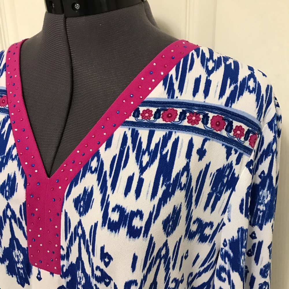 JM Collection Embellished Ikat Top - Picture 5 of 16